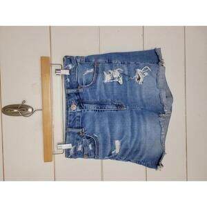 American Eagle Outfitters size 6 blue denim curvy hi-rise shortie jean shorts